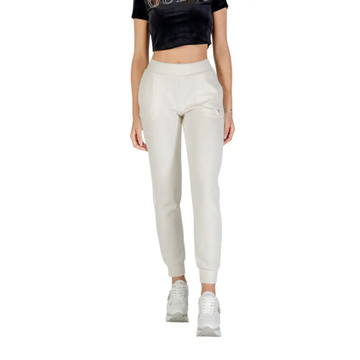 Damen-Jogginghose in Hellbeige mit elastischen Bündchen und Kordelzug im Bund für Guess Active Sammlung