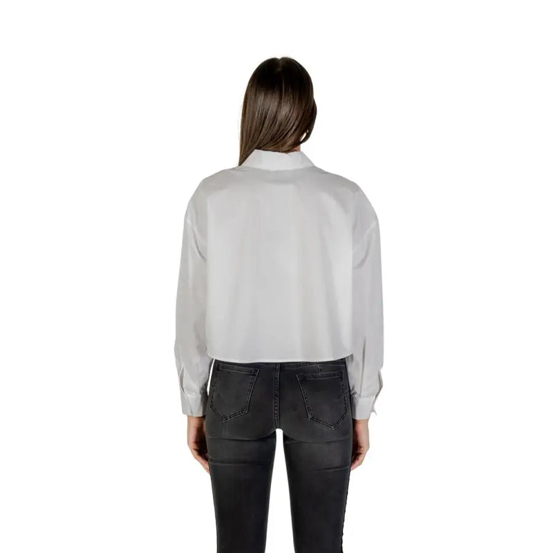 Women’s long-sleeve light grey crop shirt from Armani Exchange for women