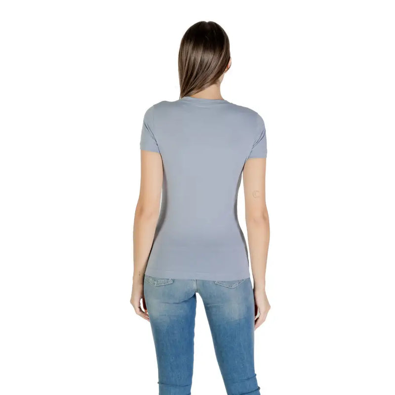 Women’s light blue grey short-sleeve crew neck T-shirt from Guess Women Fall Winter collection