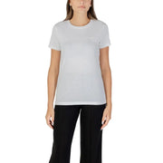 Women’s short-sleeved white cotton T-shirt from Armani Exchange with a round neck