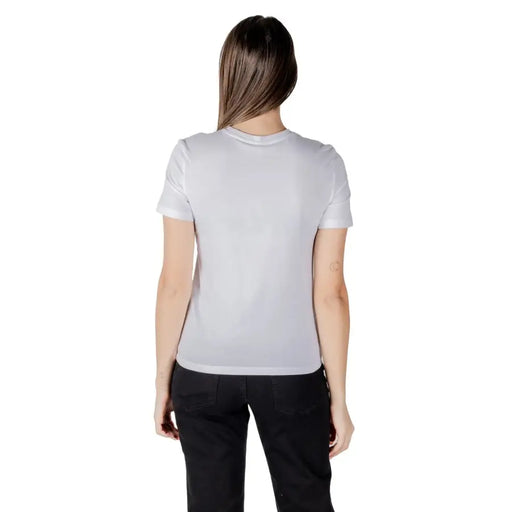 Women’s White Organic Cotton Print T-Shirt with Crew Neck