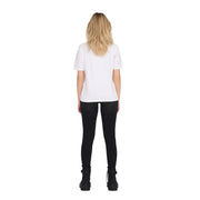 Women’s white t-shirt by Only showing the back with a subtle logo and short sleeves in a soft cotton blend