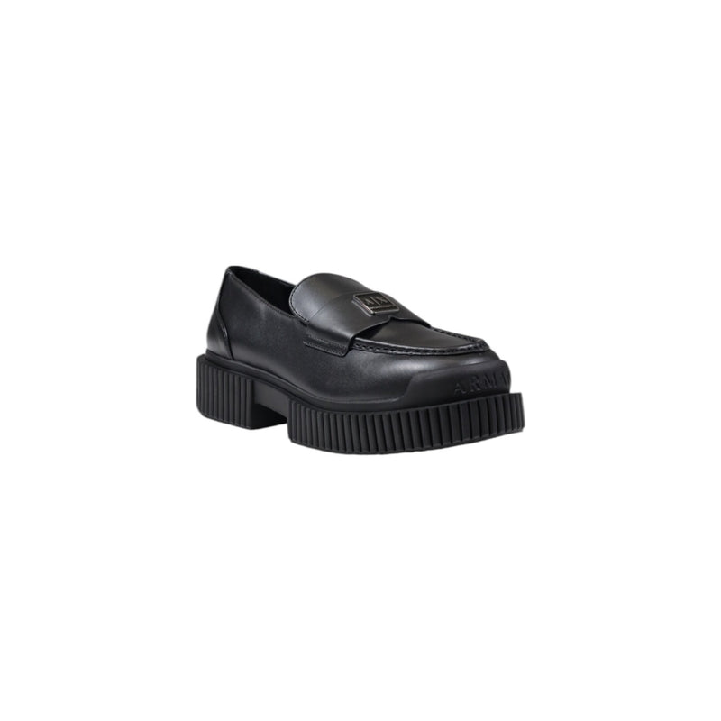 Armani Exchange Damen Schwarz Leder Mokassin Hausschuhe