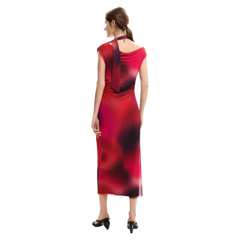 Desigual Fuchsia Ärmelloses Boot-Ausschnitt-Kleid für Damen