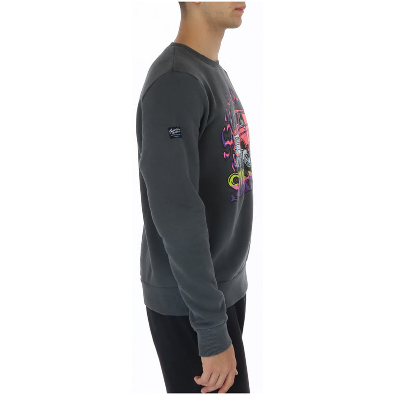 Superdry Herren Grau Bedrucktes langes Sweatshirt