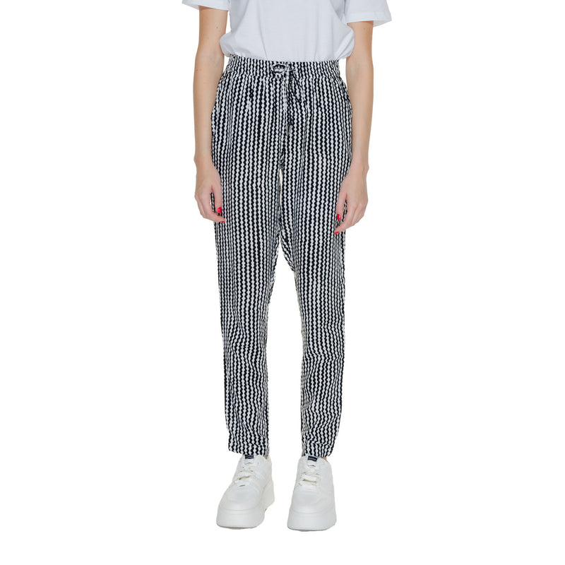 Schwarze Geometrische Damenhose mit Spitzendetail