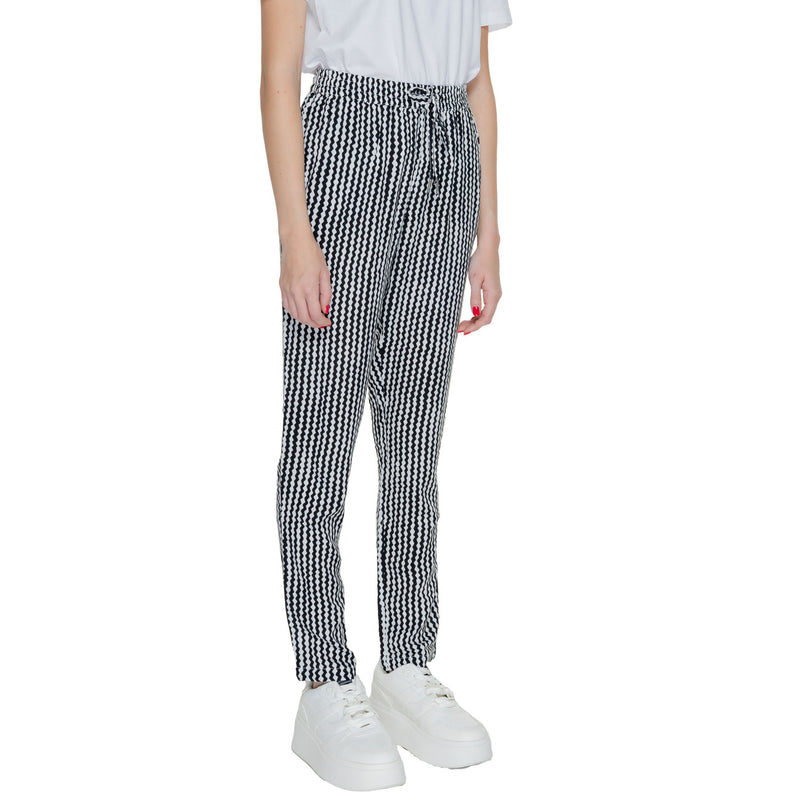 Schwarze Geometrische Damenhose mit Spitzendetail