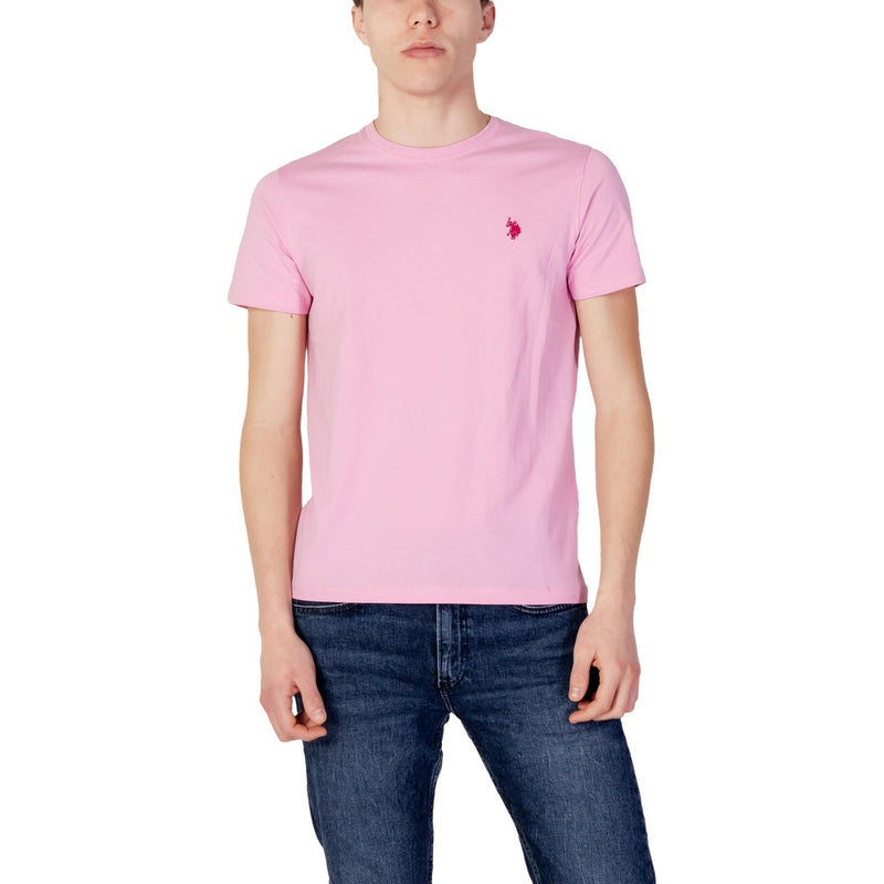U.S. Polo Assn. Herren T-Shirt in Rosa mit Polka Dot-Muster