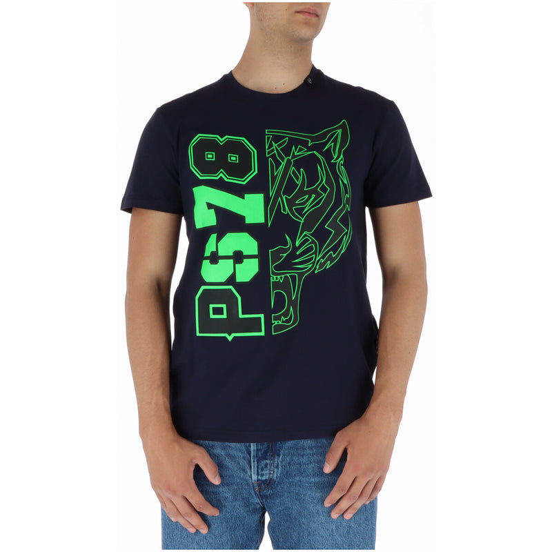 Plein Sport Herren Blau Print T-Shirt Rundhalsausschnitt Kurzarm