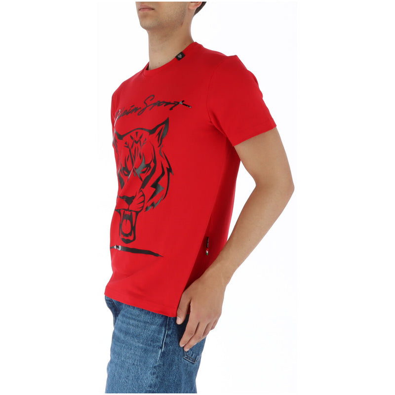 Plein Sport Herren Rotes T-Shirt mit kurzen Ärmeln