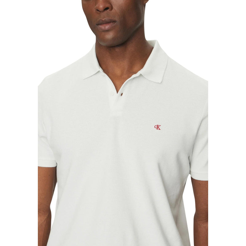 Calvin Klein Jeans Weißes Poloshirt aus Baumwolle für Männer