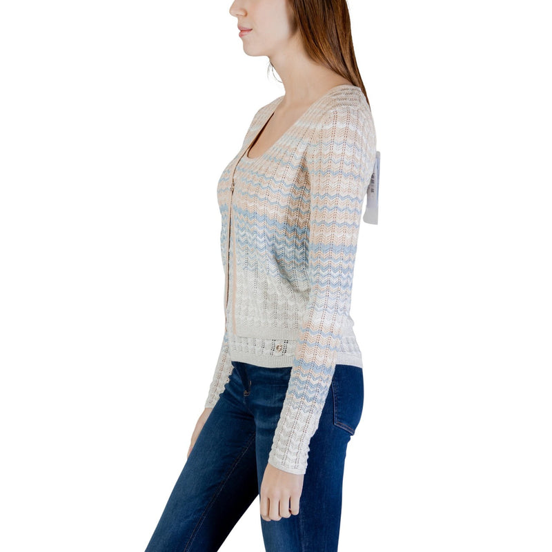 Guess Damen Beige Langarm-Knopf-V-Ausschnitt-Cardigan