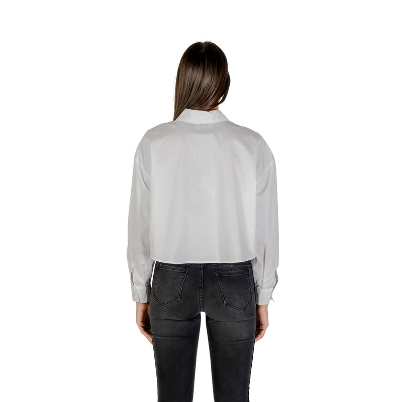 Armani Exchange Damen Weißes Langarmhemd mit Knopfleiste aus Baumwolle