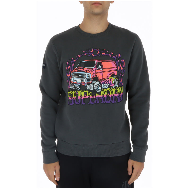 Superdry Herren Grau Bedrucktes langes Sweatshirt