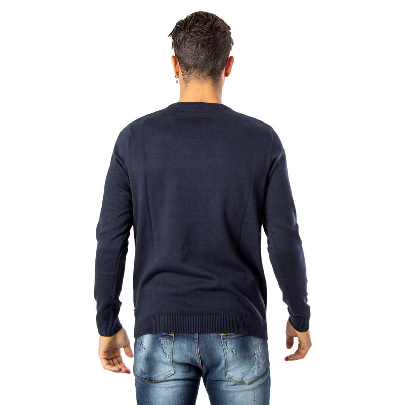 Jack & Jones Blauer Baumwollstrickpullover Rundhalsausschnitt