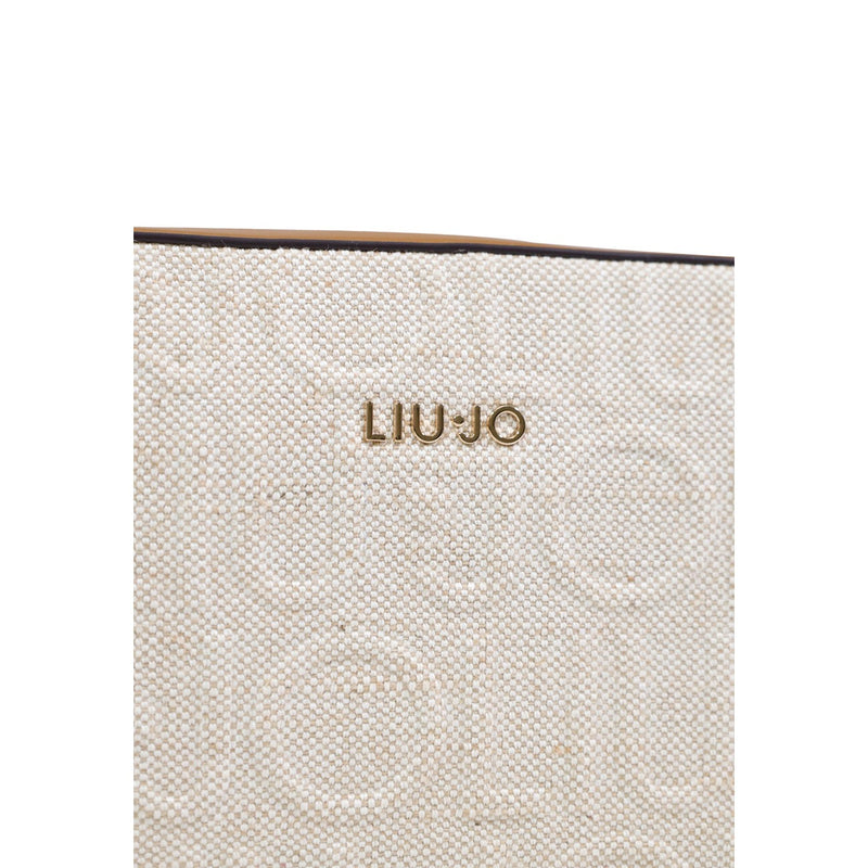 Liu Jo Beige Baumwoll-Leinen-Schultertasche mit Reißverschluss