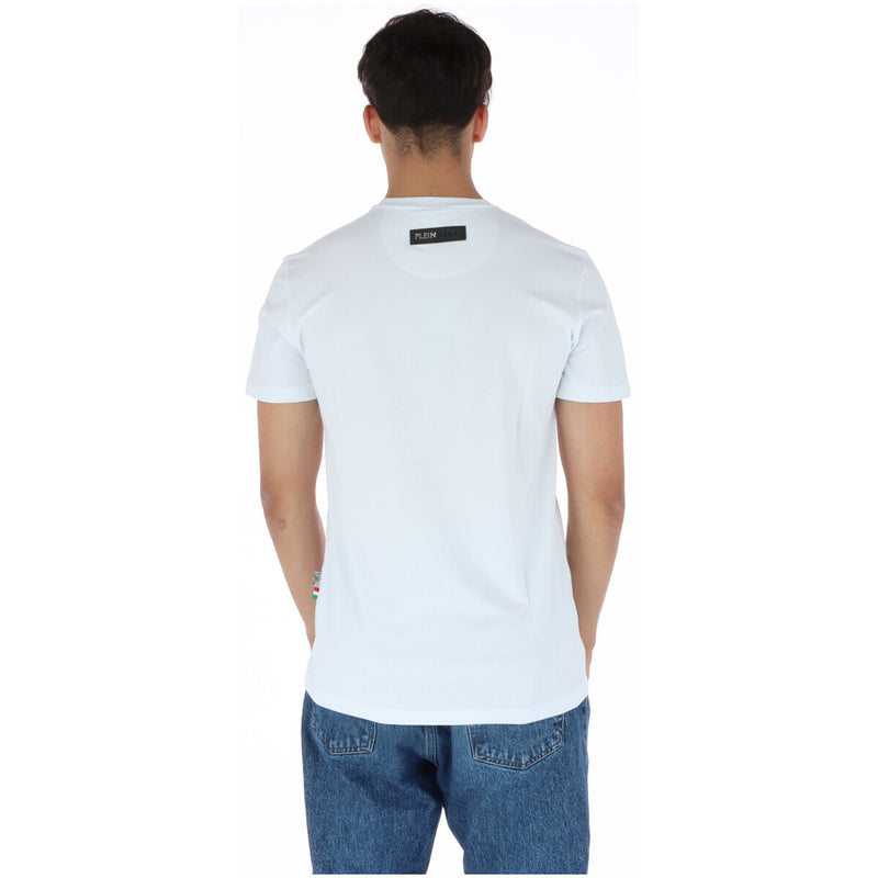 Plein Sport Herren Weißes Kurzarm T-Shirt mit Druck