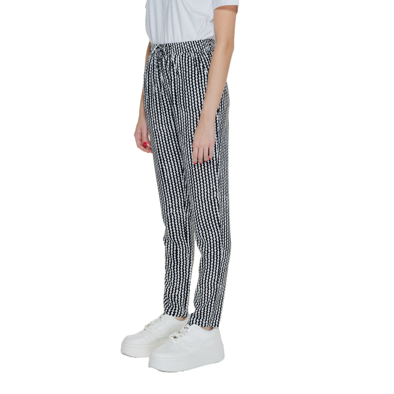 Schwarze Geometrische Damenhose mit Spitzendetail
