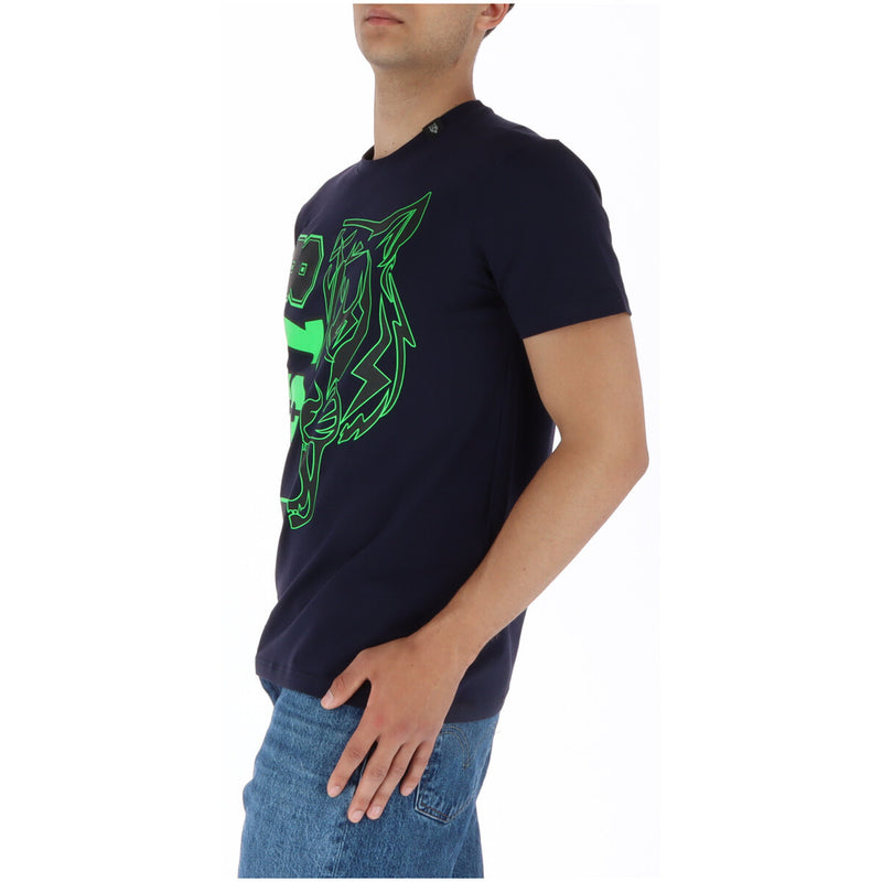 Plein Sport Herren Blau Print T-Shirt Rundhalsausschnitt Kurzarm