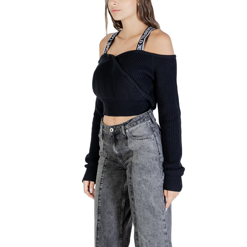 Karl Lagerfeld Jeans Damen Lang Schwarz Baumwolle Wolle Strickpullover