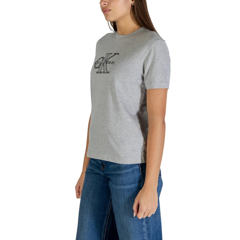 Calvin Klein Jeans Damen T-Shirt aus Baumwolle mit grauem Aufdruck