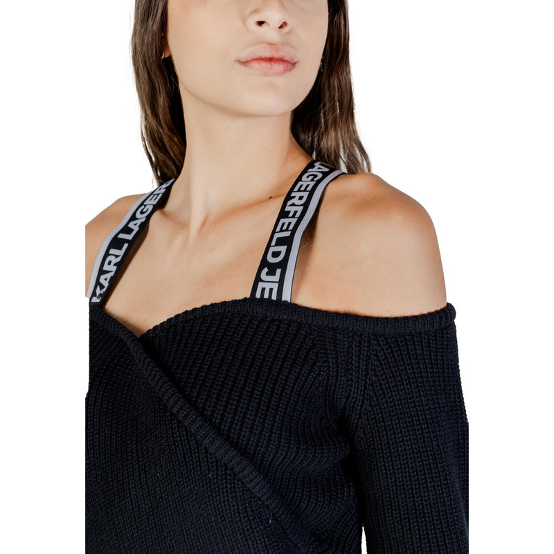 Karl Lagerfeld Jeans Damen Lang Schwarz Baumwolle Wolle Strickpullover