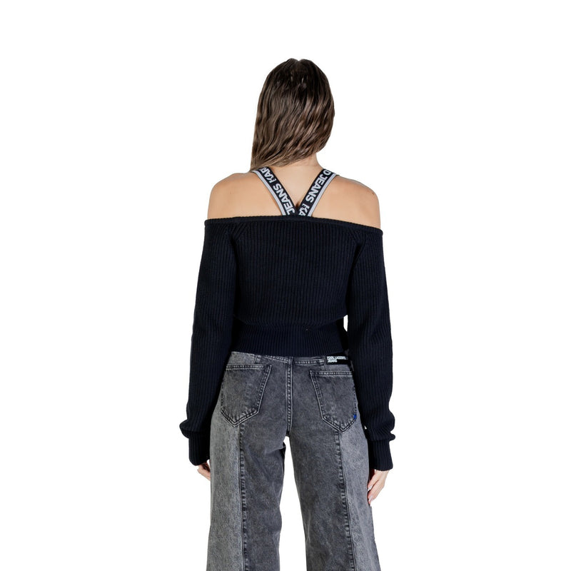 Karl Lagerfeld Jeans Damen Lang Schwarz Baumwolle Wolle Strickpullover