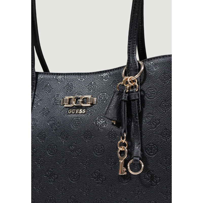 Raten Sie: Schwarze Polyurethan-Handtasche mit mehreren Taschen