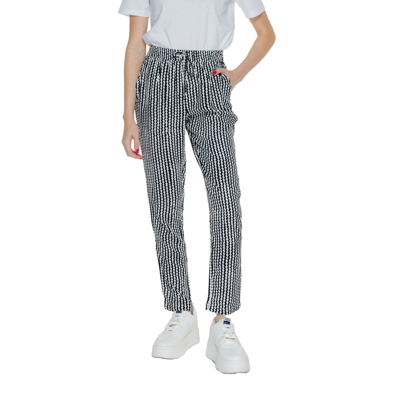 Schwarze Geometrische Damenhose mit Spitzendetail