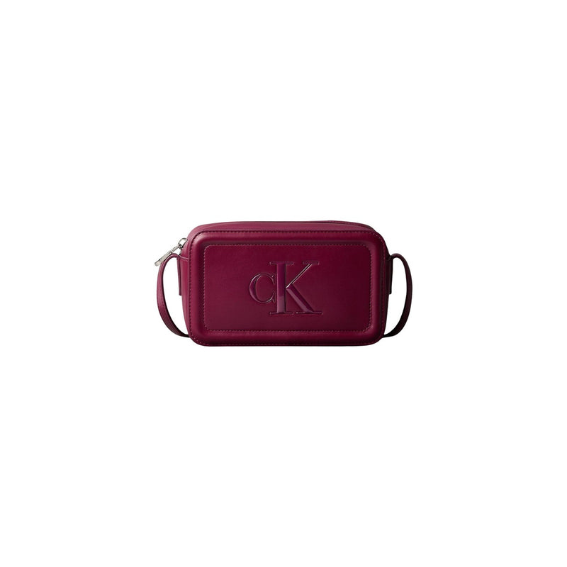 Calvin Klein Bordeaux-Polyurethan-Reißverschluss-Tasche mit Innentaschen