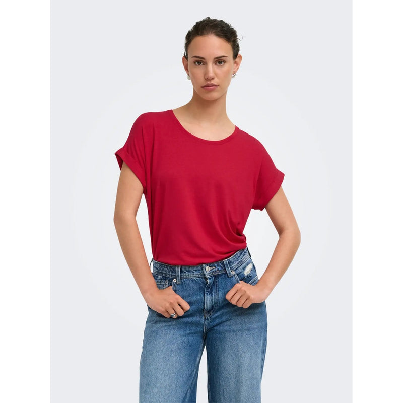 Weißes Damen T-Shirt mit kurzen Ärmeln aus Viskosemischung