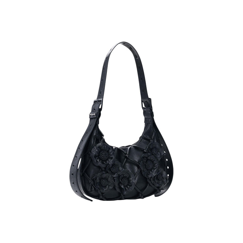 Desigual Schwarze Reißverschluss-Handtasche mit Innentasche