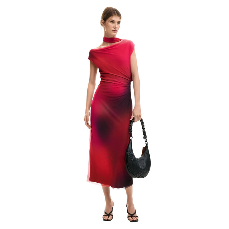 Desigual Fuchsia Ärmelloses Boot-Ausschnitt-Kleid für Damen