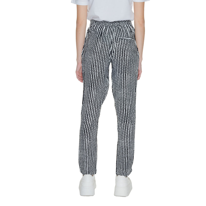 Schwarze Geometrische Damenhose mit Spitzendetail