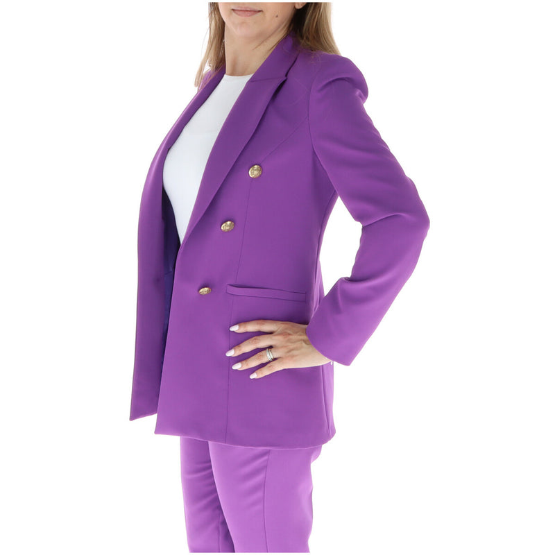 Lila Damen Blazer mit Reverskragen und Knöpfen