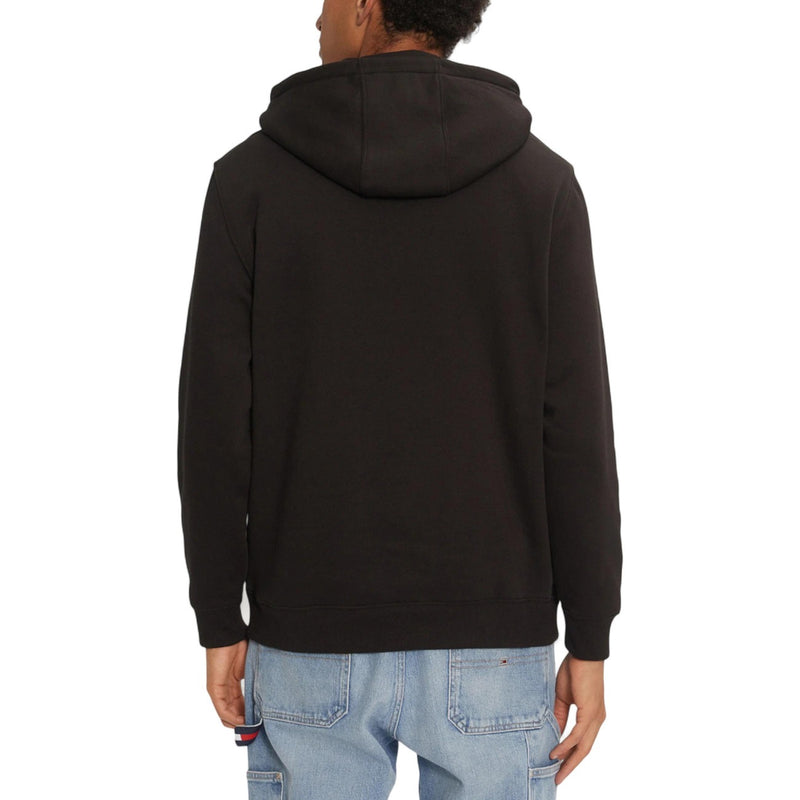 Schwarzes Langes Kapuzensweatshirt Tommy Hilfiger Jeans Herren Herbst Winter Sweatshirt mit Fronttaschen