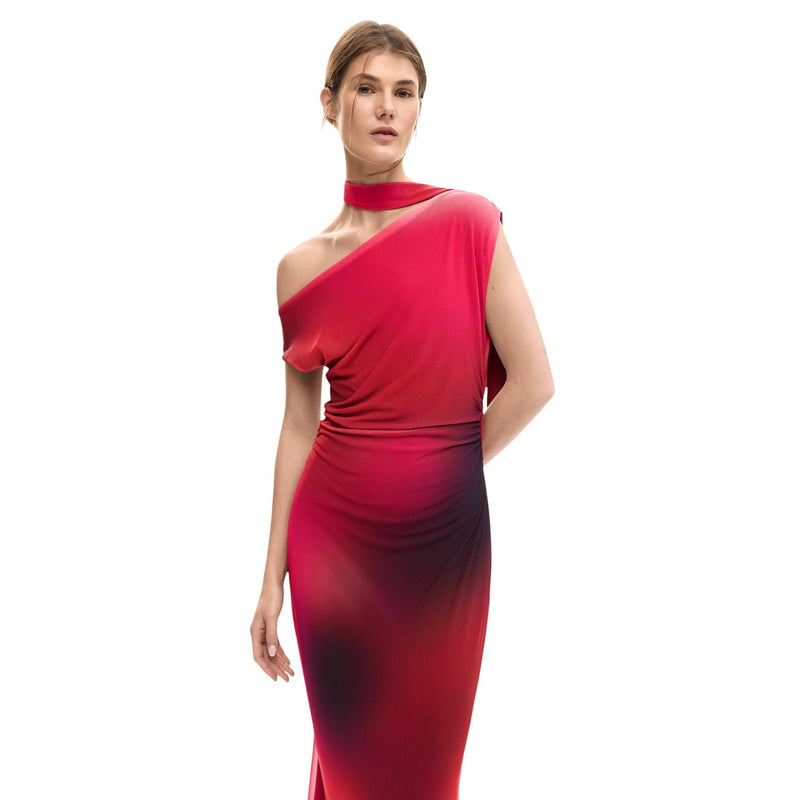 Desigual Fuchsia Ärmelloses Boot-Ausschnitt-Kleid für Damen