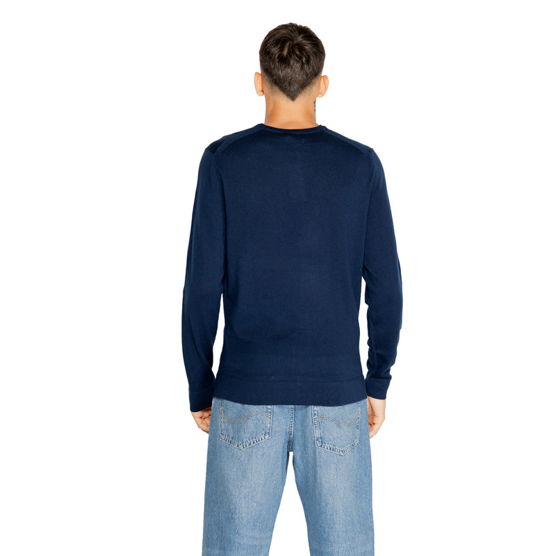 Calvin Klein Blauer Pullover mit Rundhalsausschnitt aus Wolle für Männer