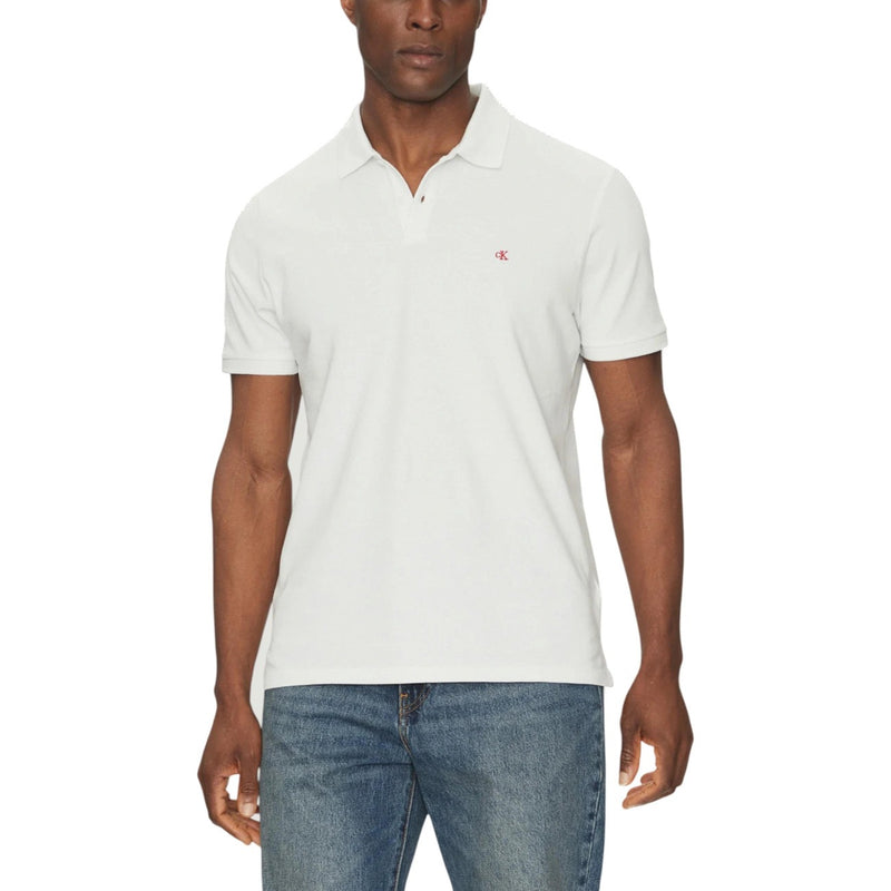 Calvin Klein Jeans Weißes Poloshirt aus Baumwolle für Männer