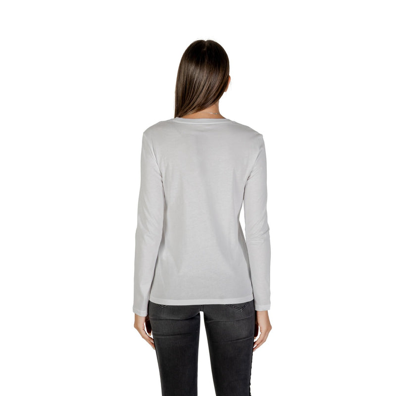 Armani Exchange Weißes Damen Langarm-T-Shirt mit Strass-Druck