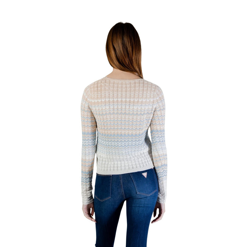 Guess Damen Beige Langarm-Knopf-V-Ausschnitt-Cardigan