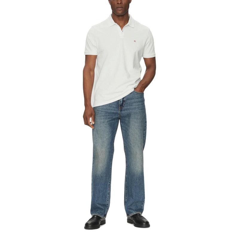 Calvin Klein Jeans Weißes Poloshirt aus Baumwolle für Männer