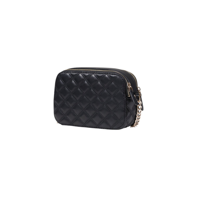 Schwarze Polyurethan-Reißverschluss-Tasche mit Innentaschen