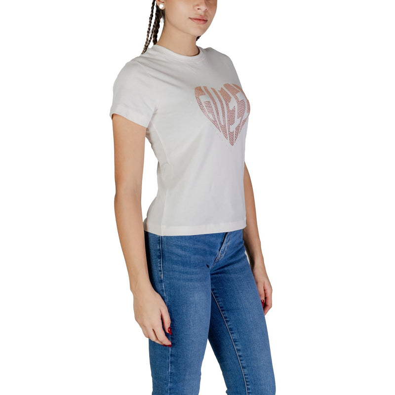Guess Active Damen Kurzarm T-Shirt Weiß mit Druck