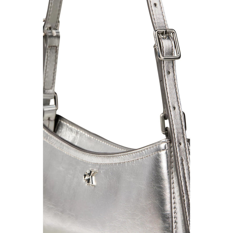 Calvin Klein Silberne Polyurethan-Handtasche mit Reißverschlussfach