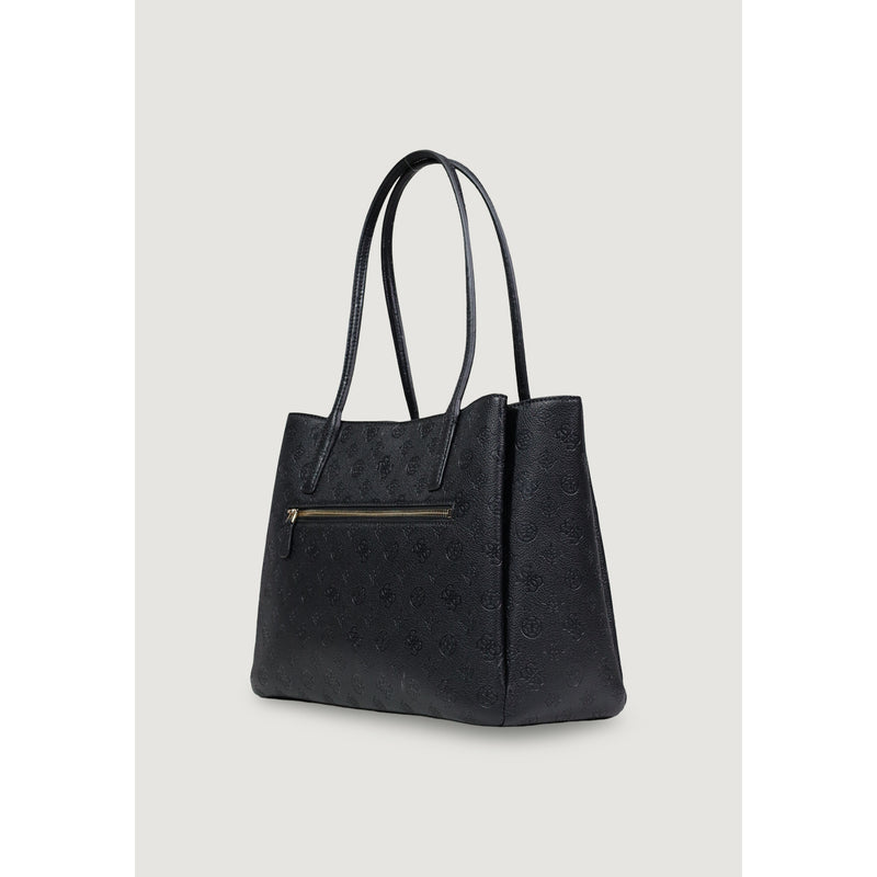 Raten Sie: Schwarze Polyurethan-Handtasche mit mehreren Taschen