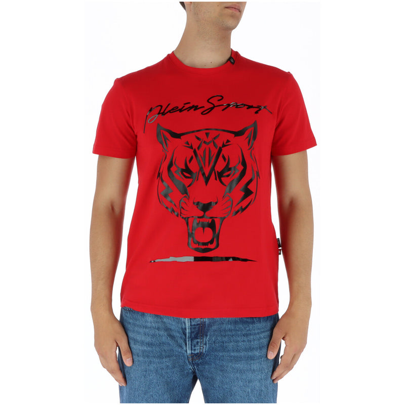 Plein Sport Herren Rotes T-Shirt mit kurzen Ärmeln