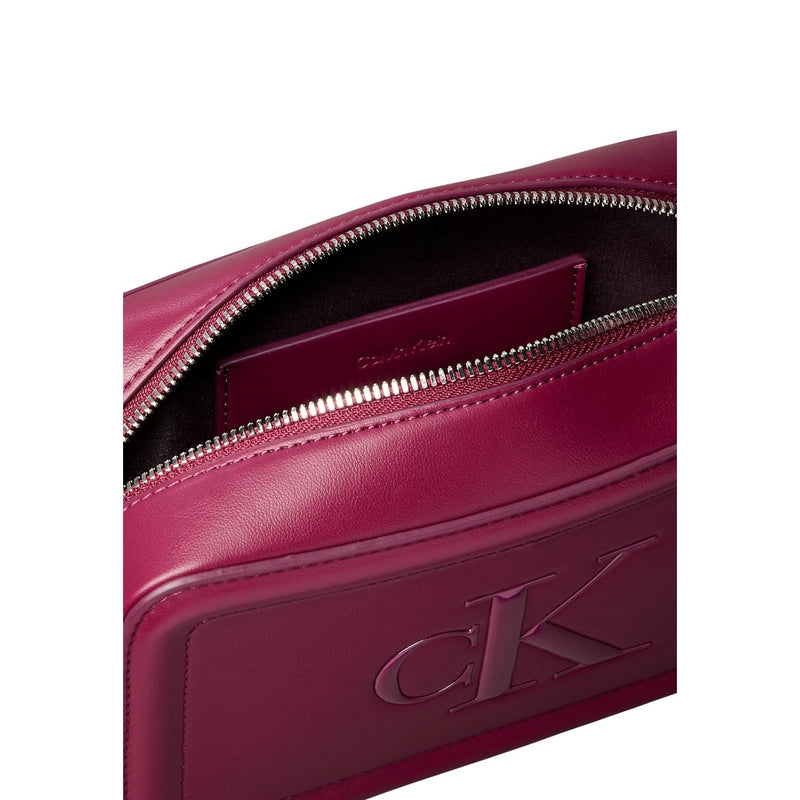 Calvin Klein Bordeaux-Polyurethan-Reißverschluss-Tasche mit Innentaschen