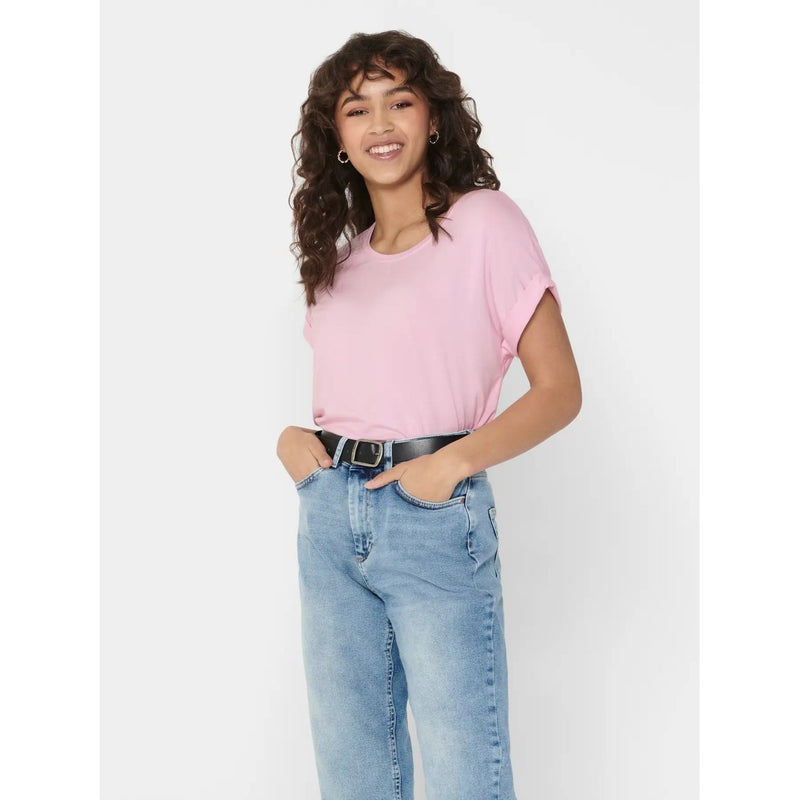 Weißes Damen T-Shirt mit kurzen Ärmeln aus Viskosemischung