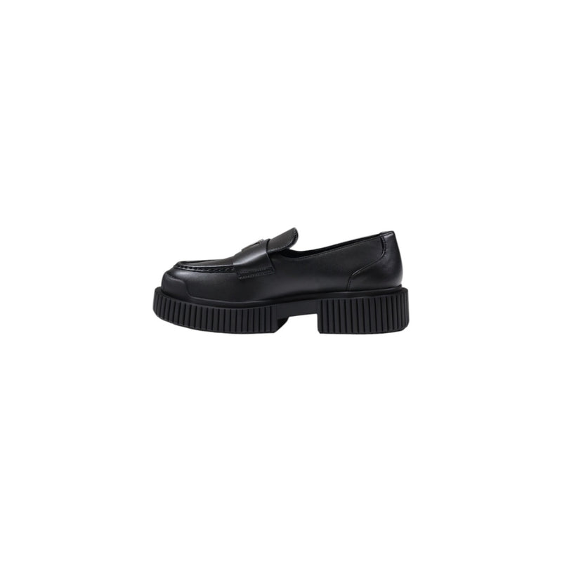 Armani Exchange Damen Schwarz Leder Mokassin Hausschuhe